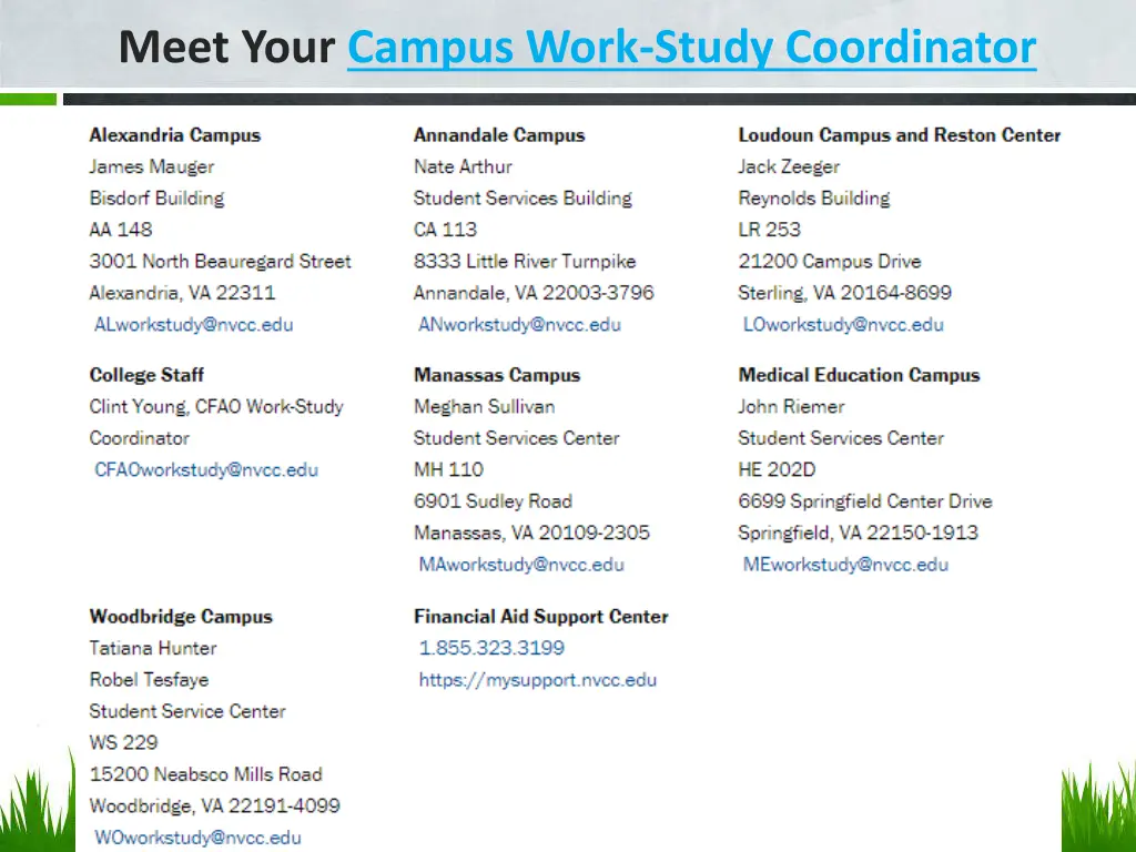 meet your campus work study coordinator