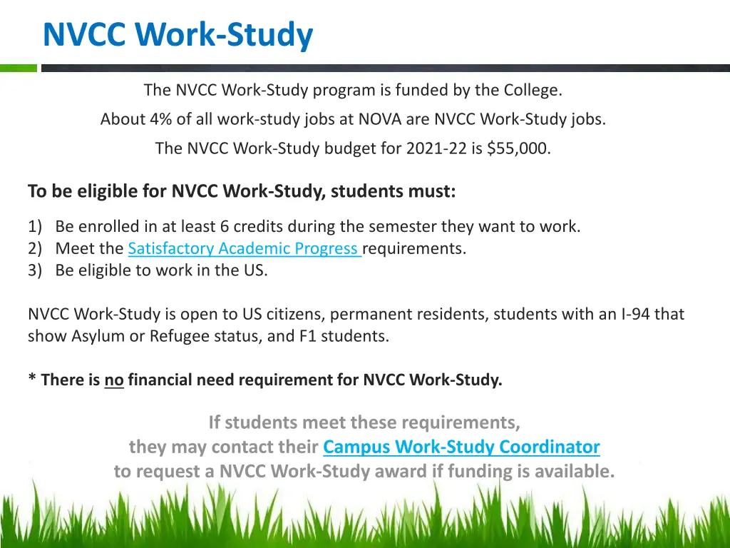 nvcc work study