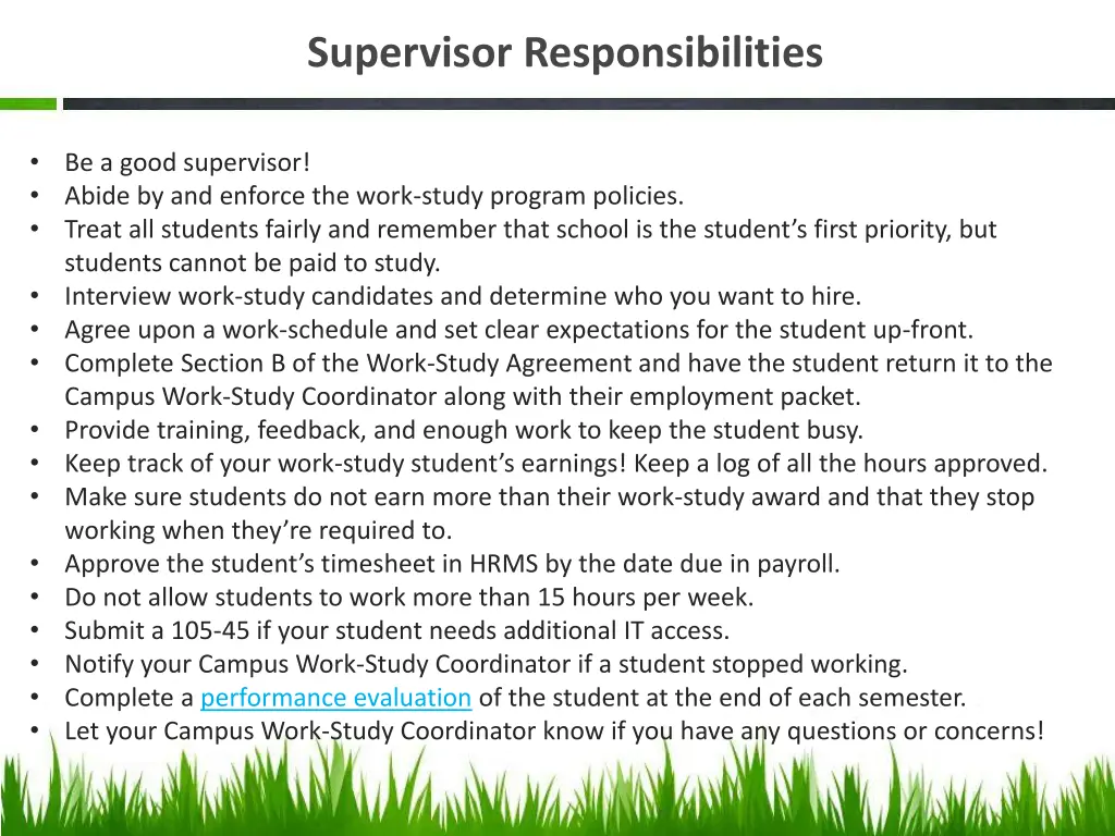 supervisor responsibilities