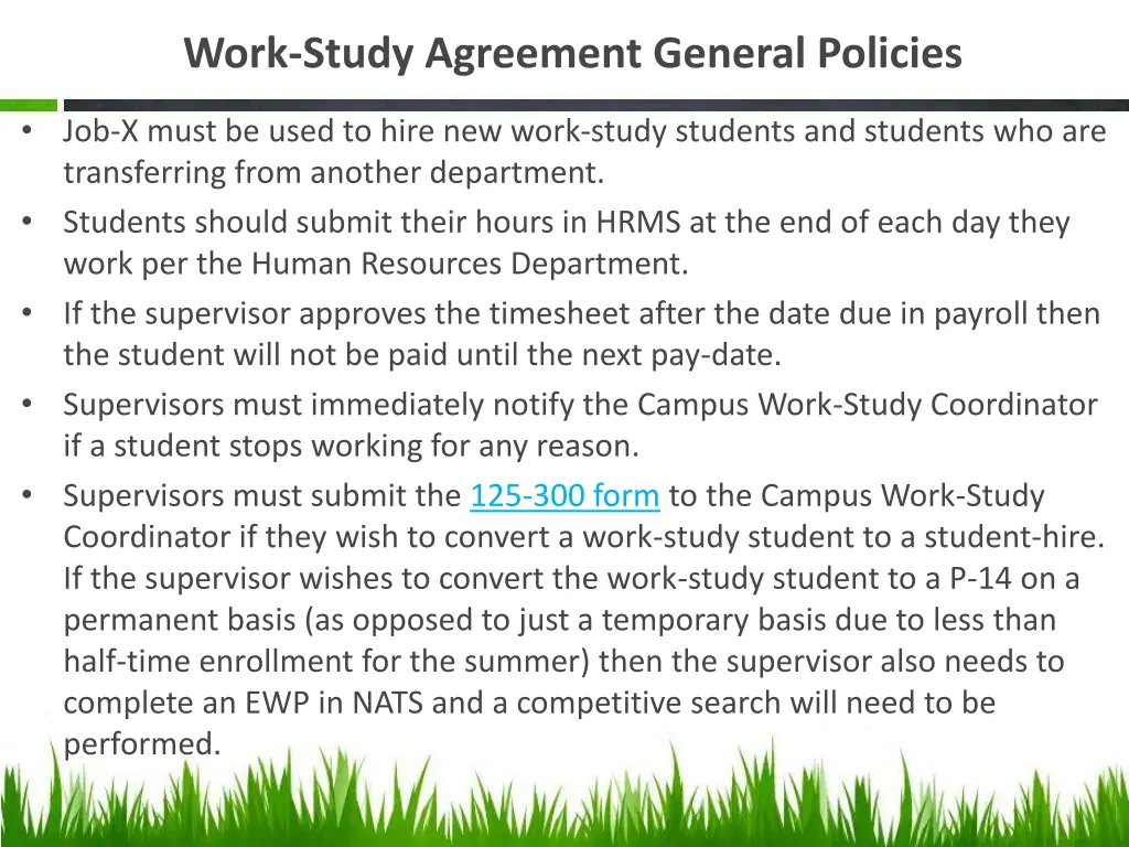 work study agreement general policies 1