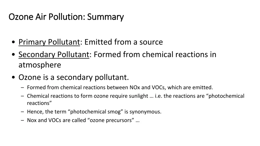 ozone air pollution summary ozone air pollution