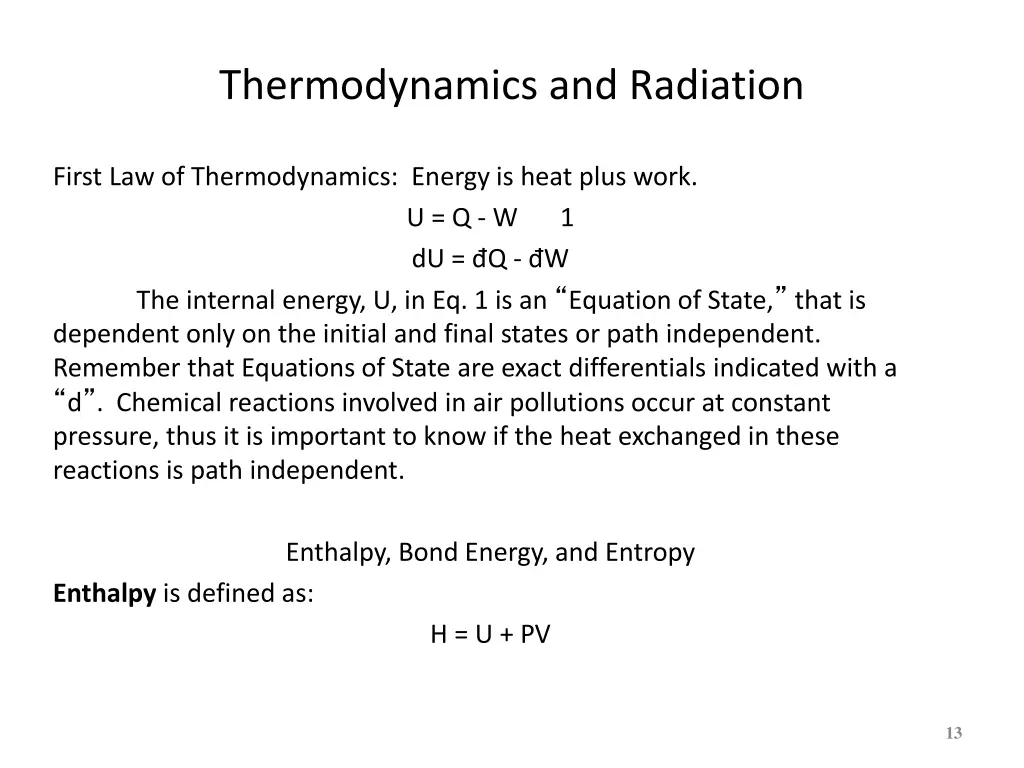 thermodynamics and radiation