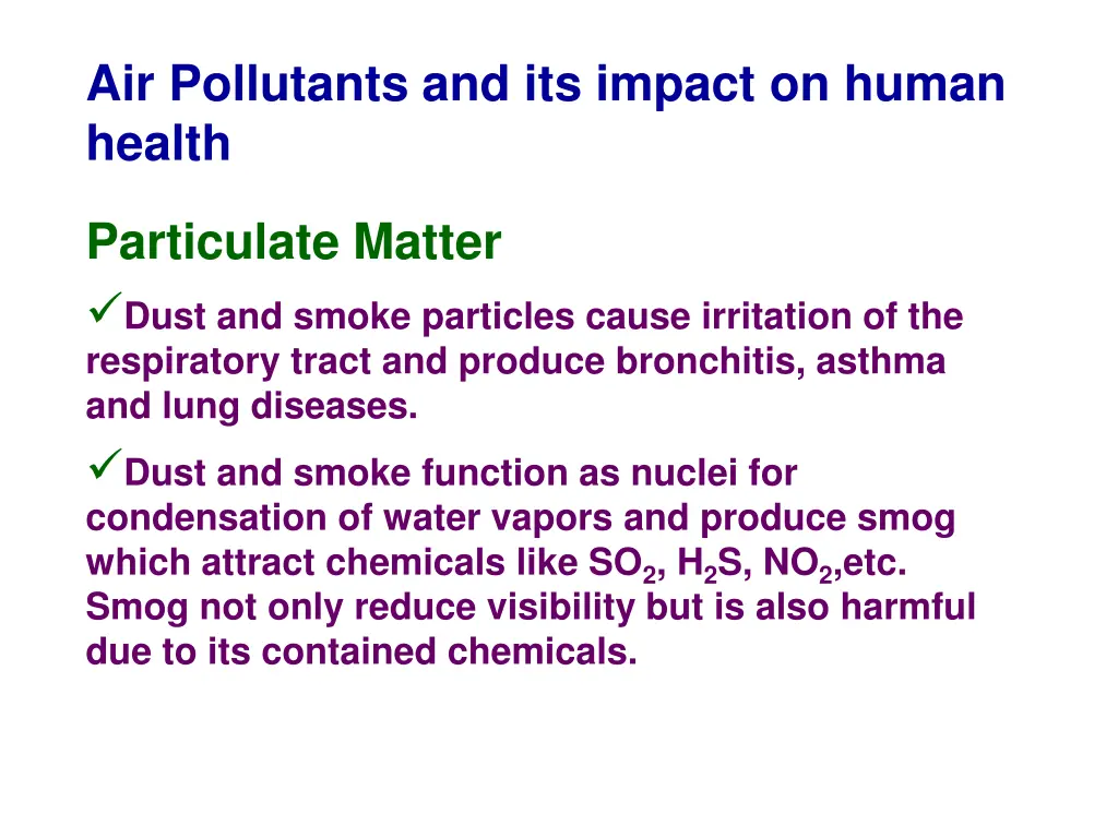 air pollutants and its impact on human health