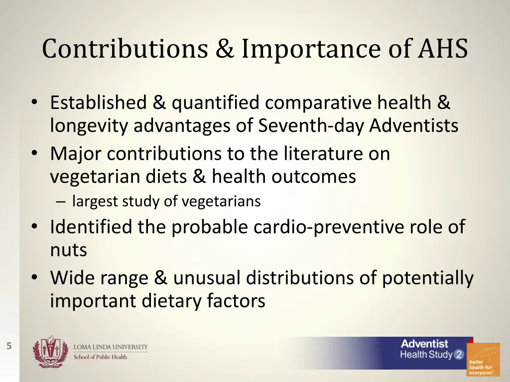 contributions importance of ahs