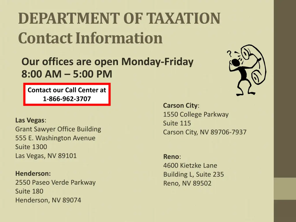 department of taxation contact information