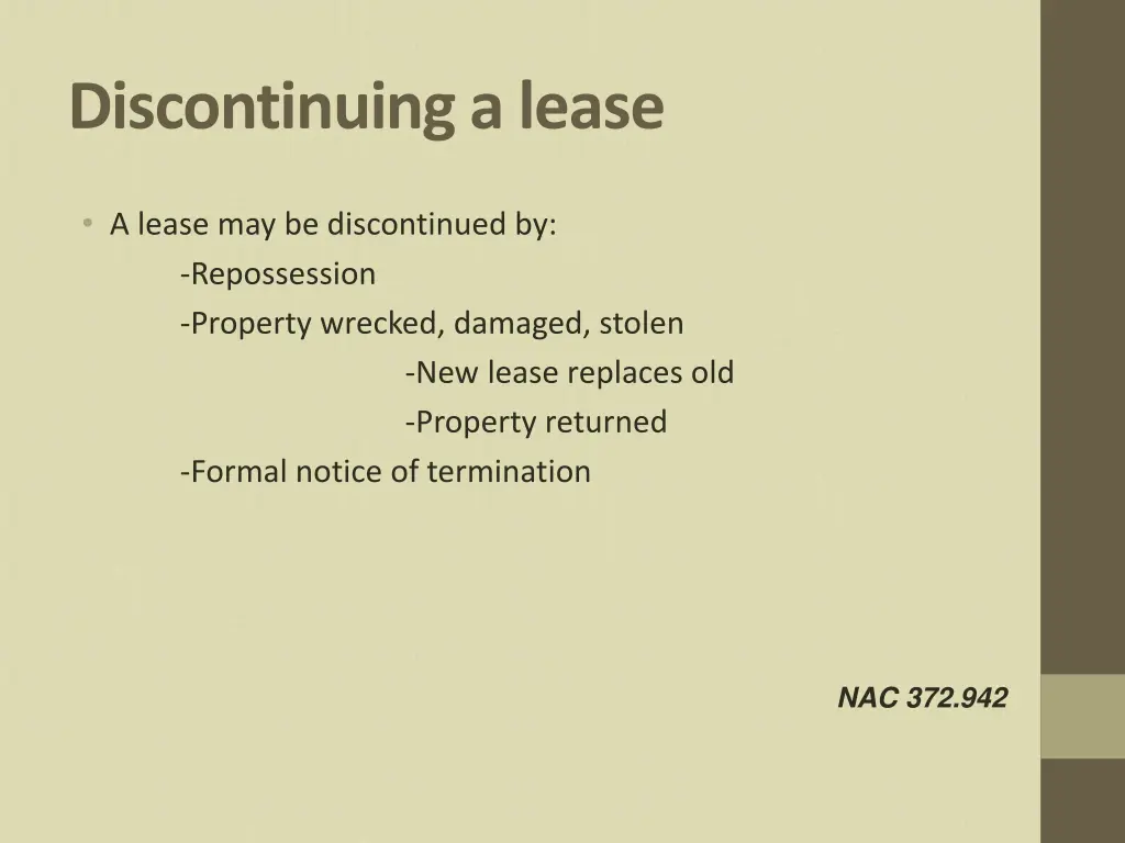 discontinuing a lease