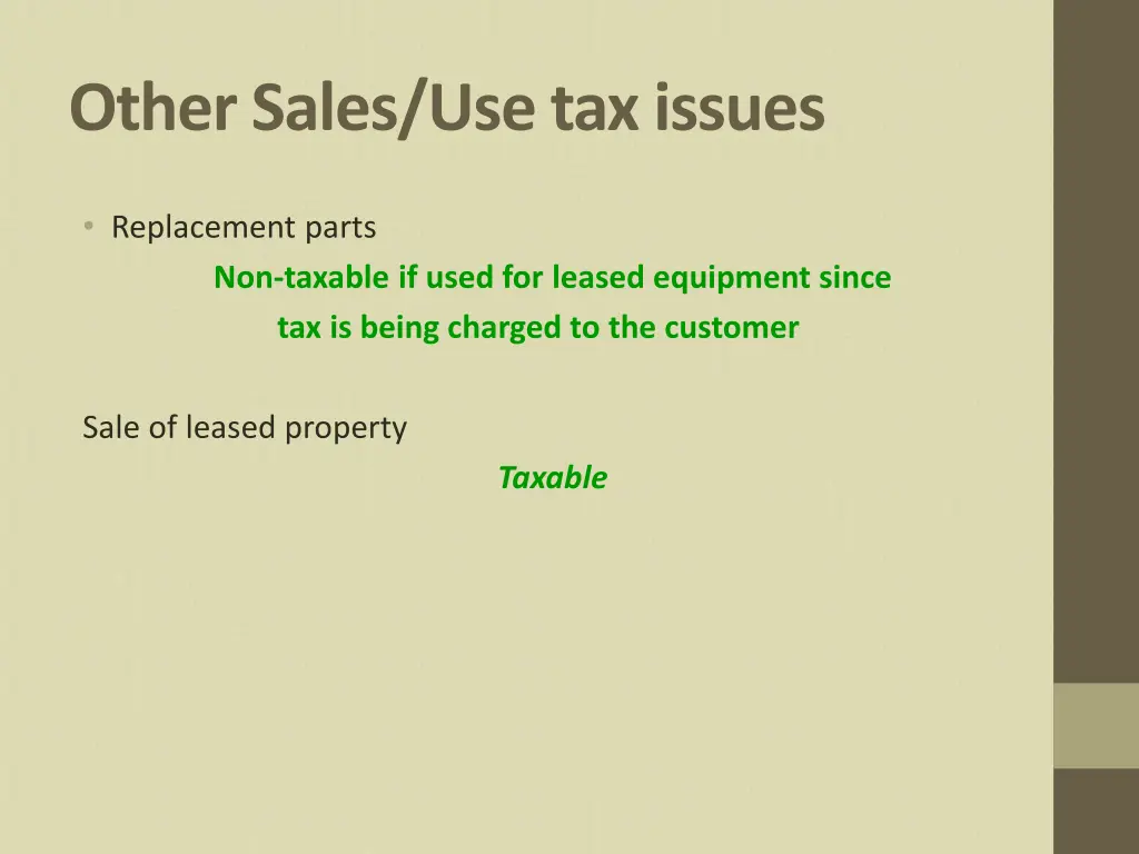 other sales use tax issues