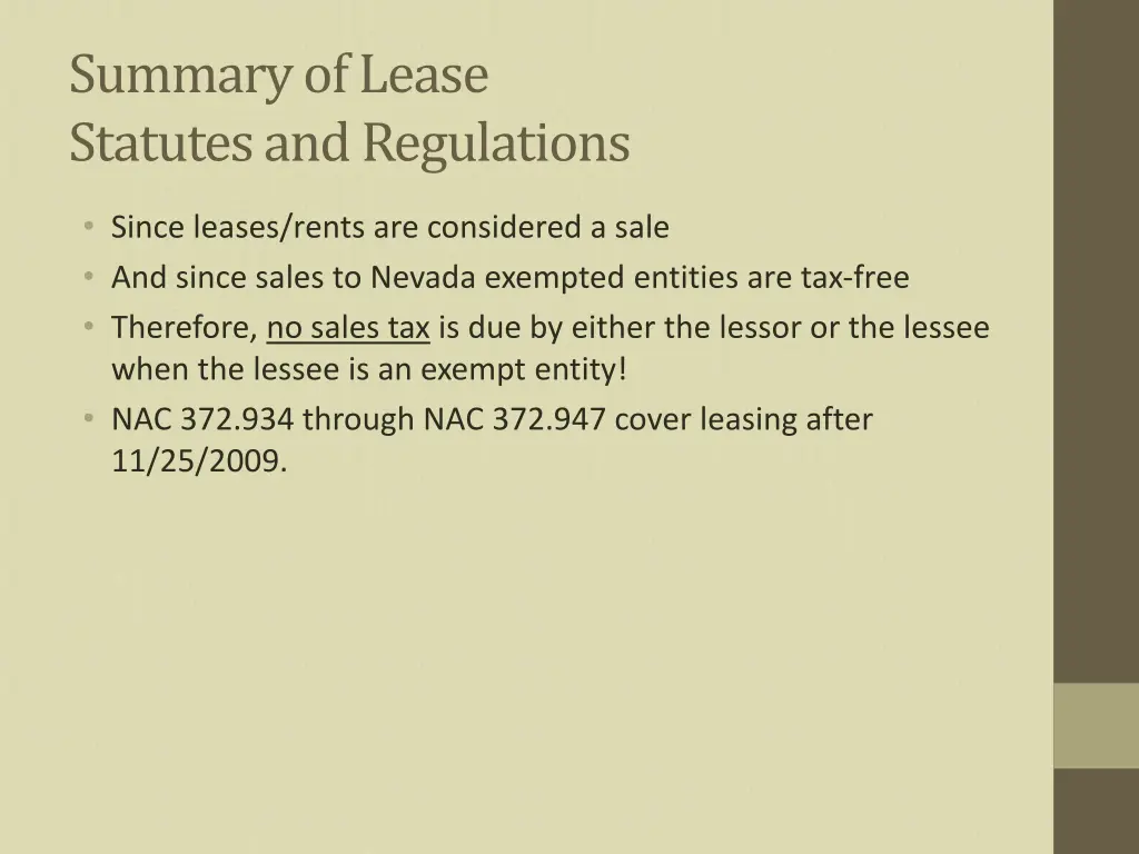 summary of lease statutes and regulations 1