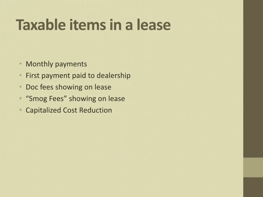 taxable items in a lease