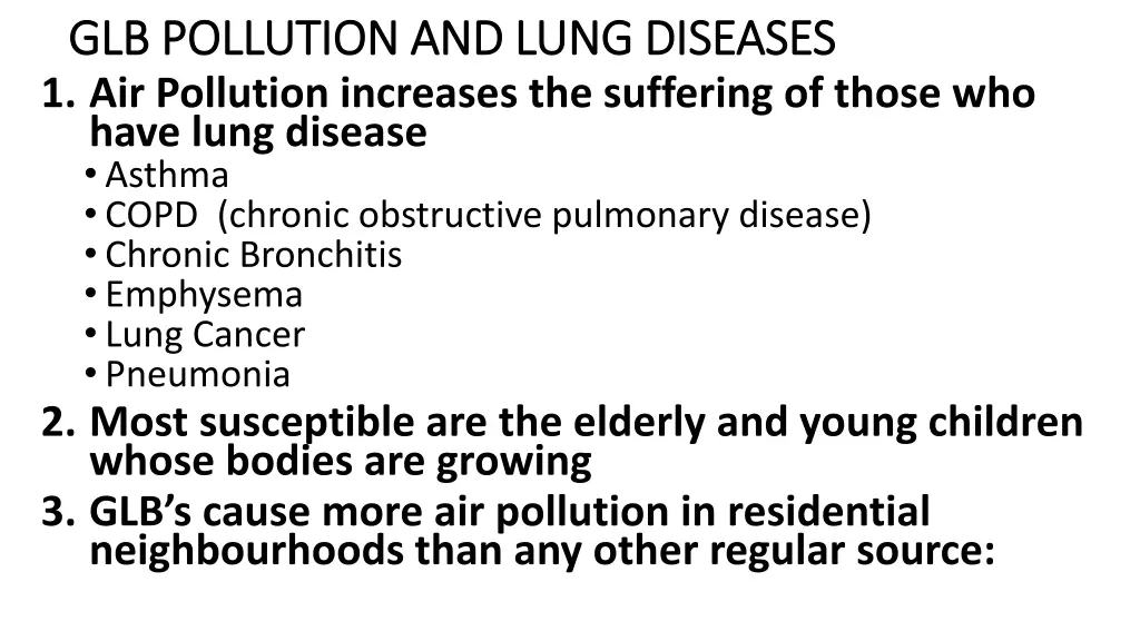 glb pollution and lung diseases glb pollution