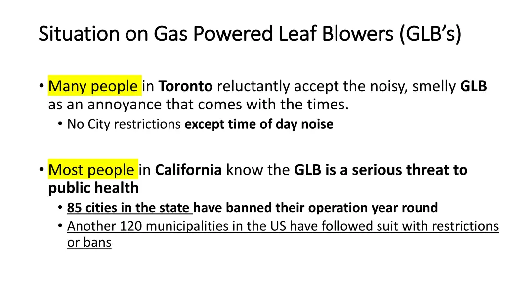 situation on gas powered leaf blowers