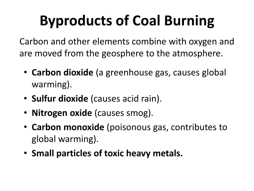 byproducts of coal burning