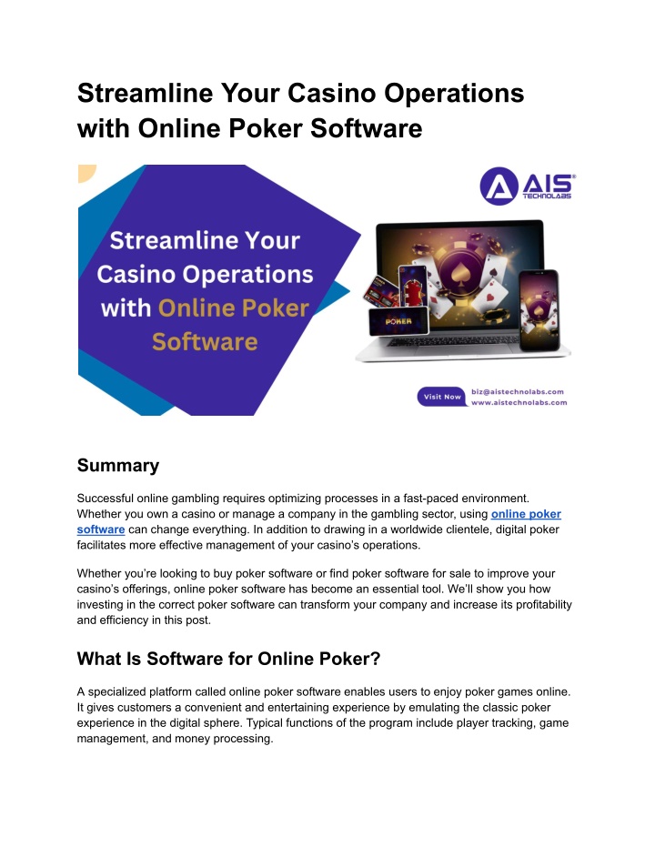 streamline your casino operations with online