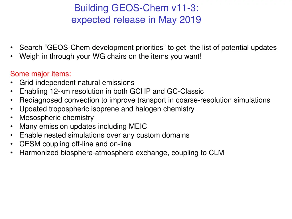 building geos chem v11 3 expected release