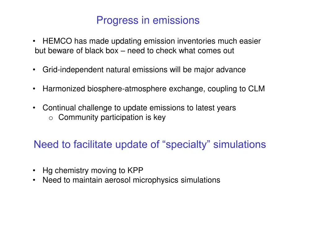 progress in emissions