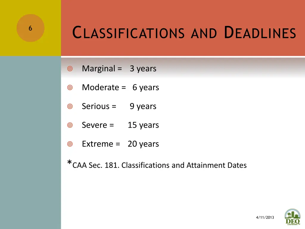 c lassifications and d eadlines