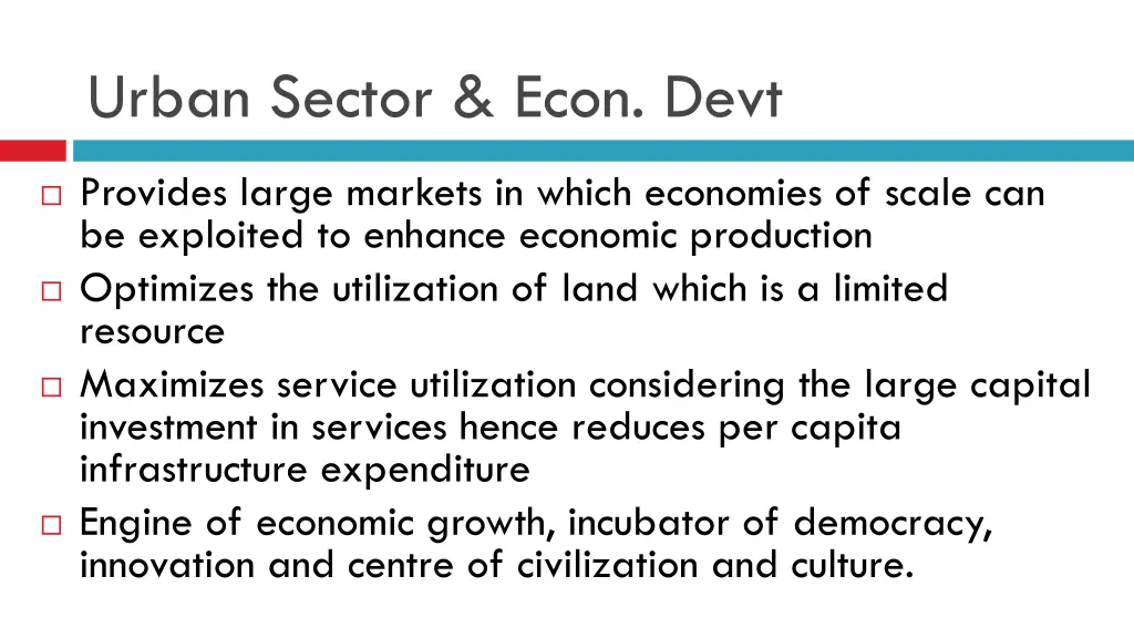 urban sector econ devt