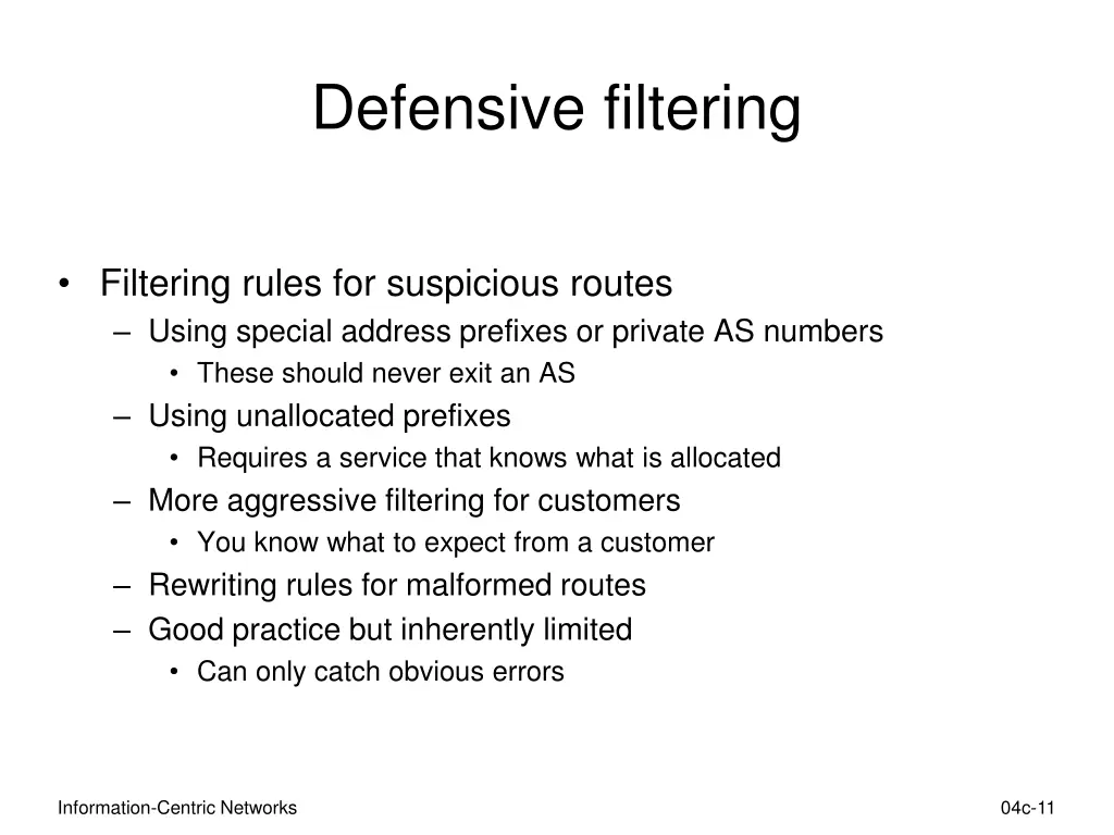 defensive filtering