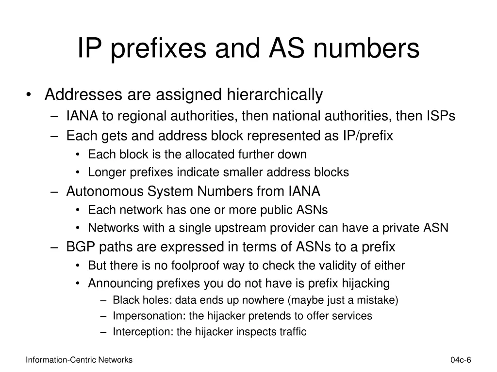 ip prefixes and as numbers