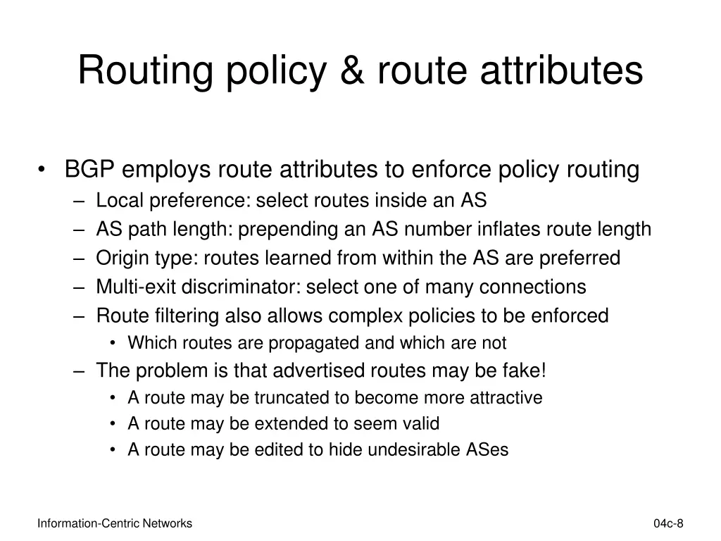 routing policy route attributes