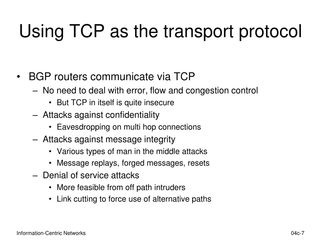 using tcp as the transport protocol