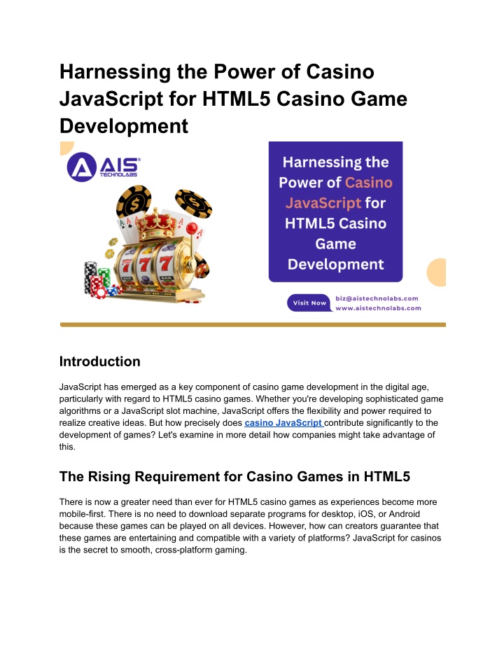 harnessing the power of casino javascript