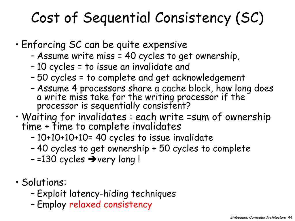 cost of sequential consistency sc