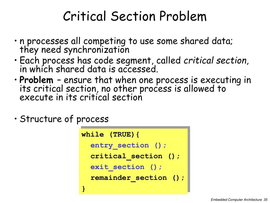 critical section problem