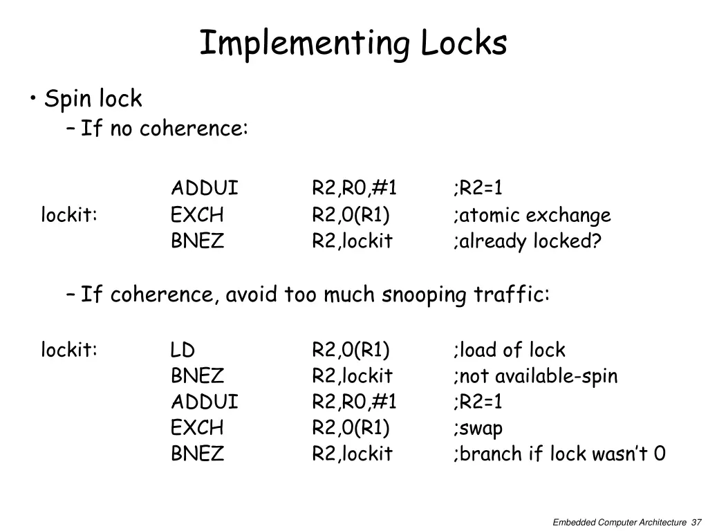 implementing locks