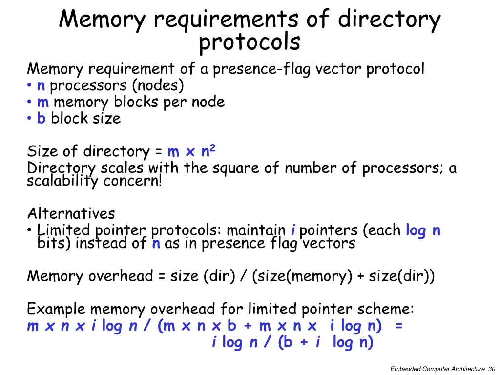 memory requirements of directory protocols memory