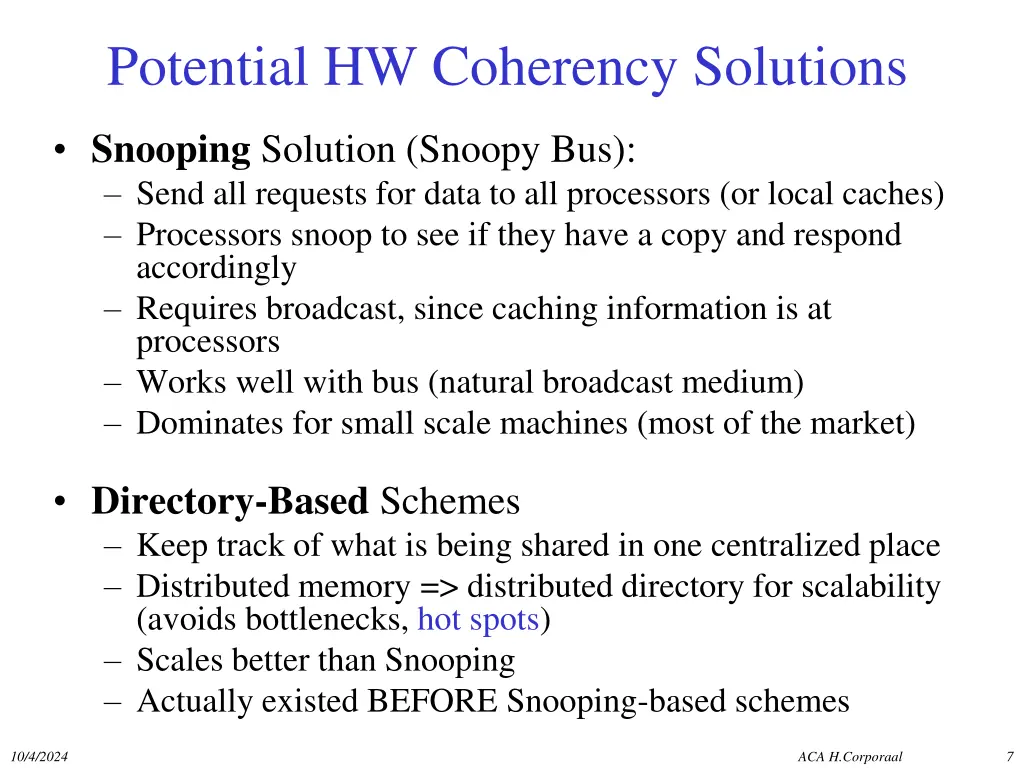 potential hw coherency solutions