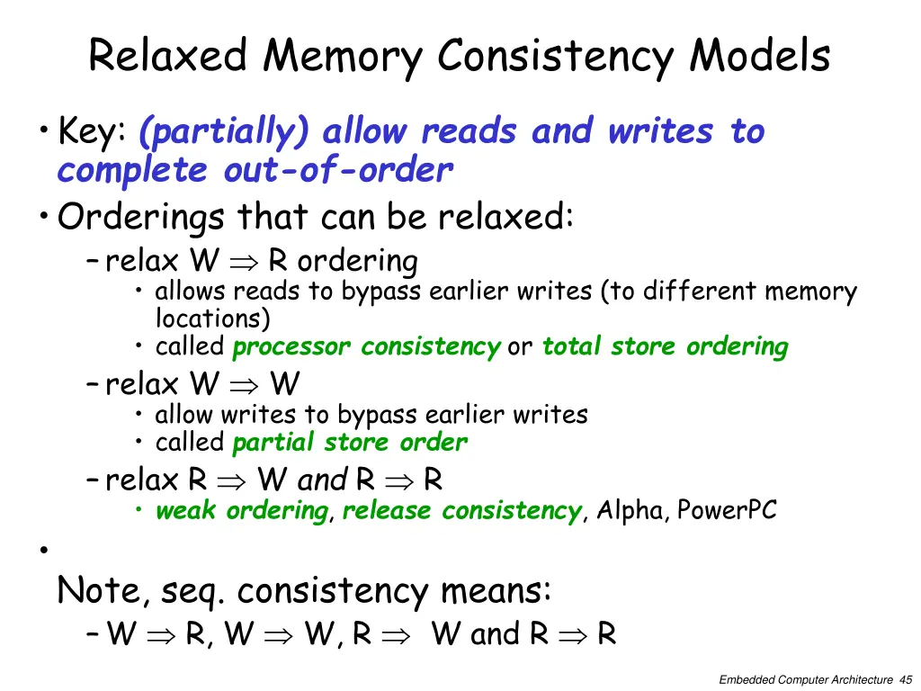 relaxed memory consistency models