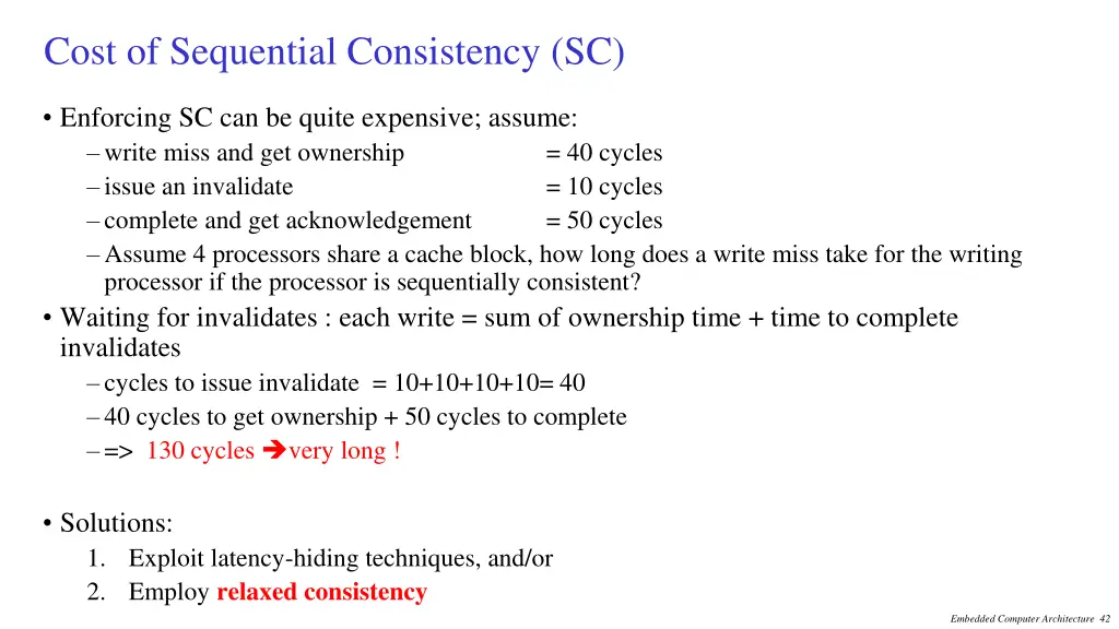 cost of sequential consistency sc