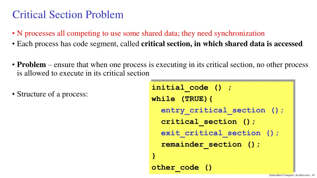 critical section problem