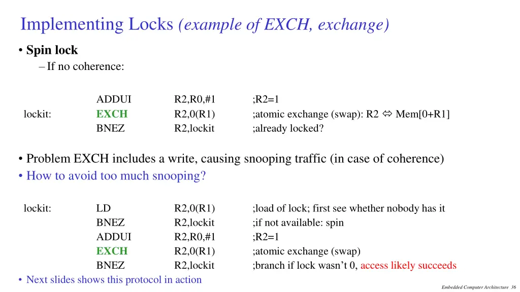 implementing locks example of exch exchange