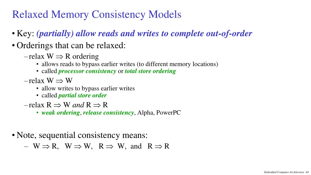 relaxed memory consistency models