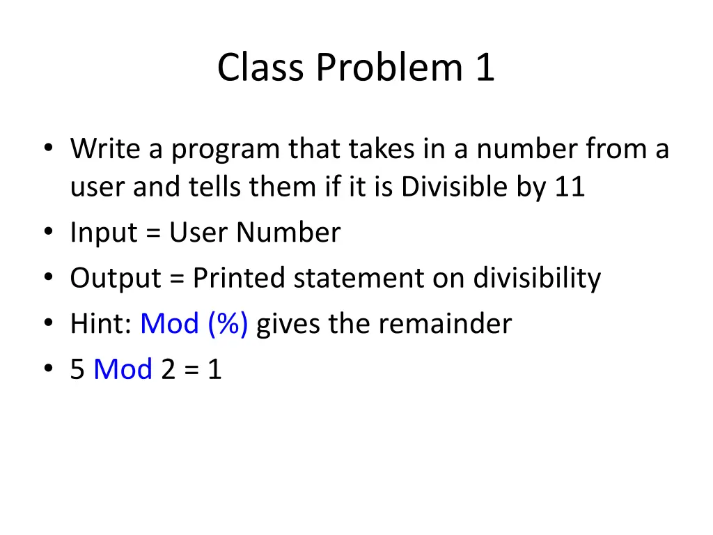 class problem 1