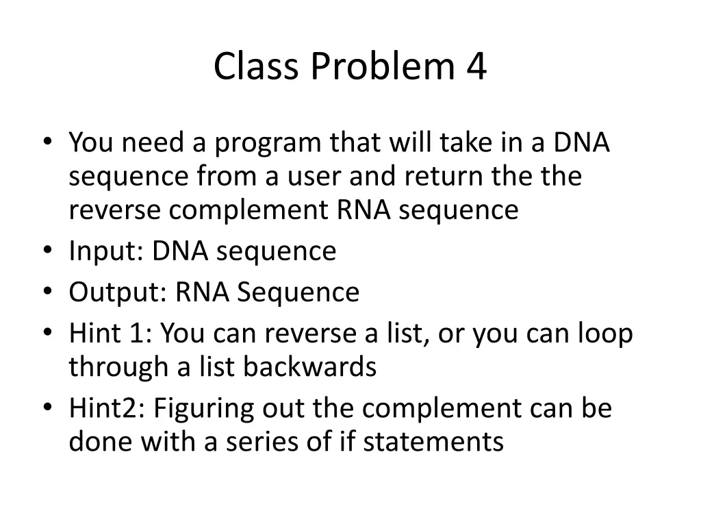 class problem 4