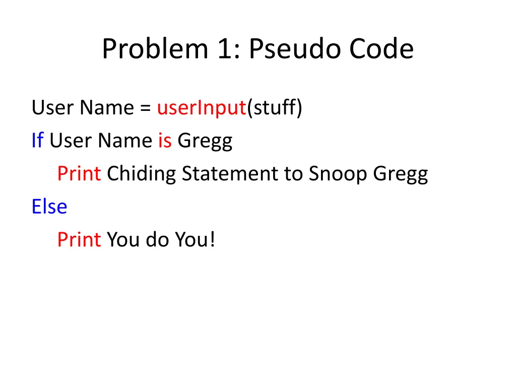 problem 1 pseudo code