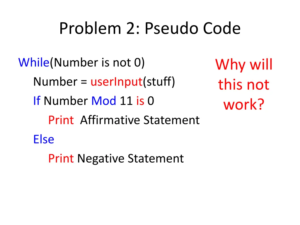 problem 2 pseudo code