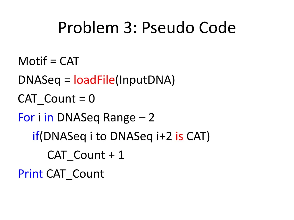 problem 3 pseudo code