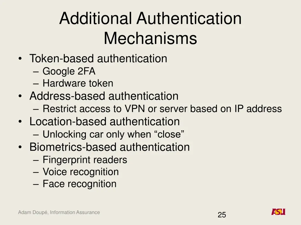 additional authentication mechanisms token based