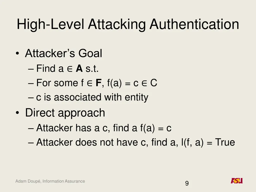 high level attacking authentication