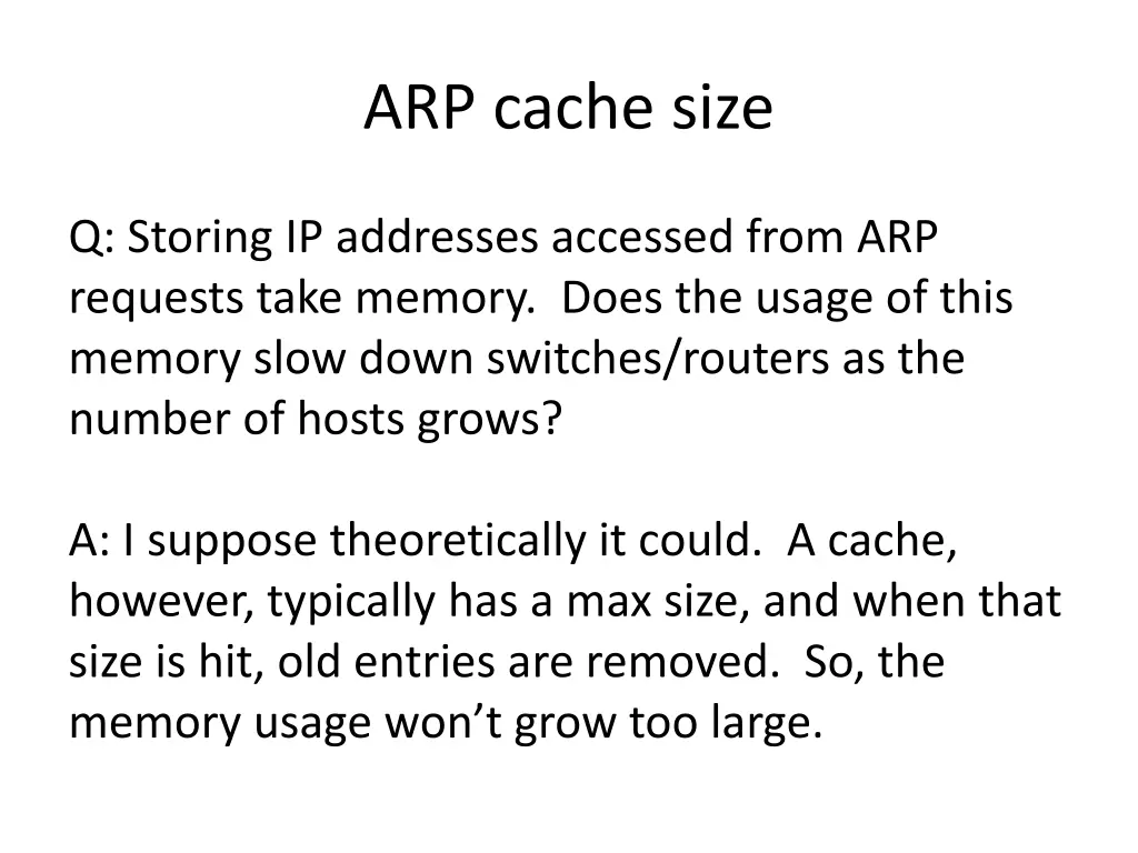 arp cache size