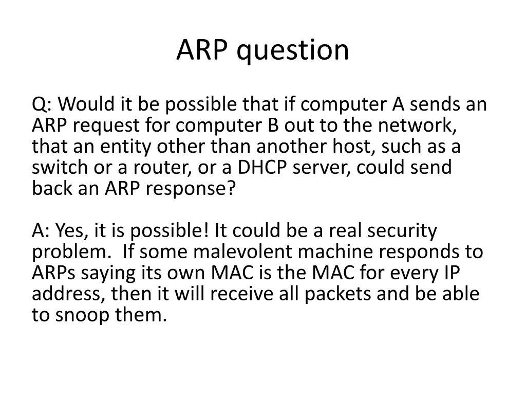 arp question