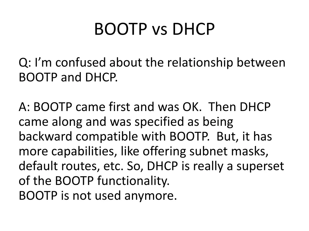 bootp vs dhcp