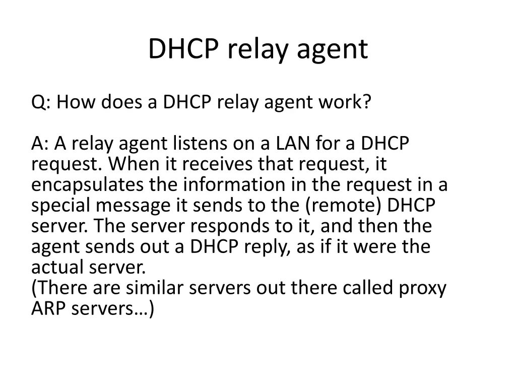 dhcp relay agent