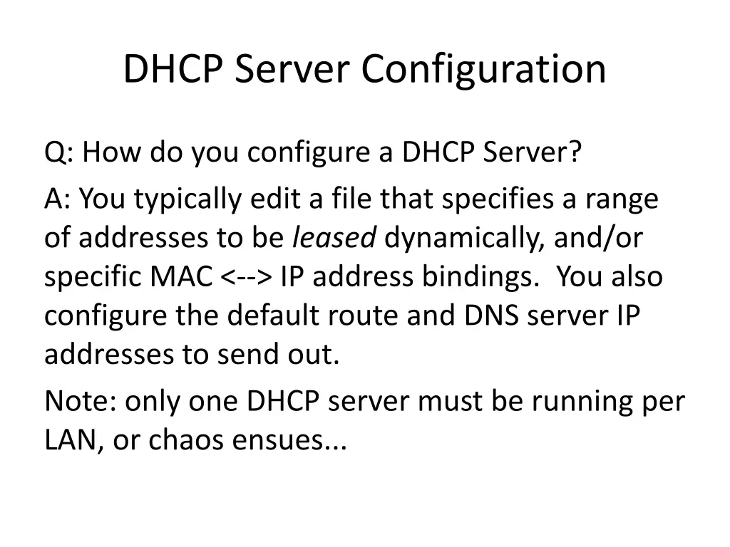 dhcp server configuration