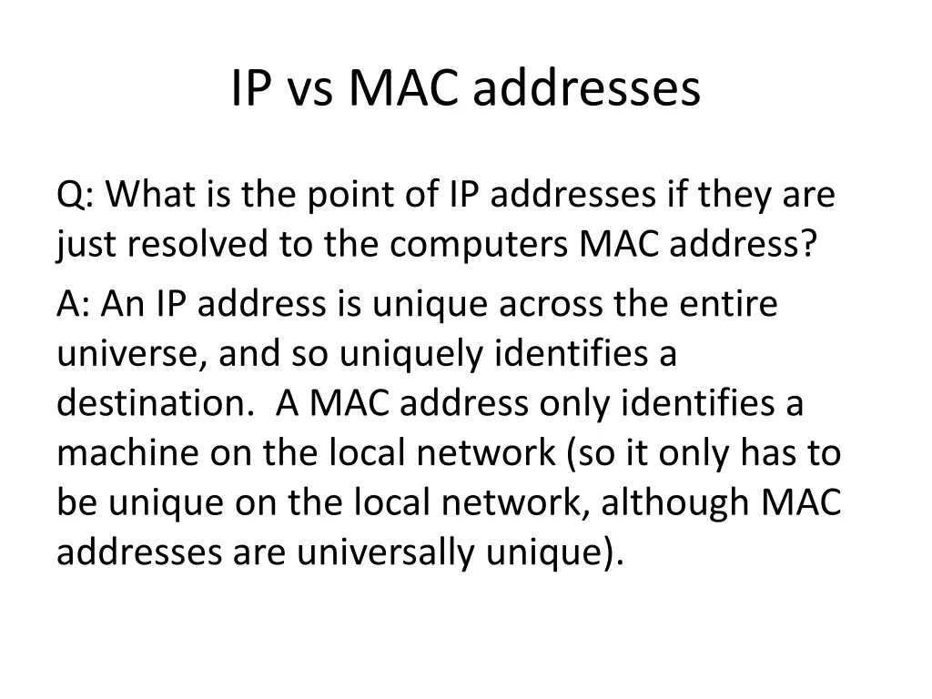 ip vs mac addresses