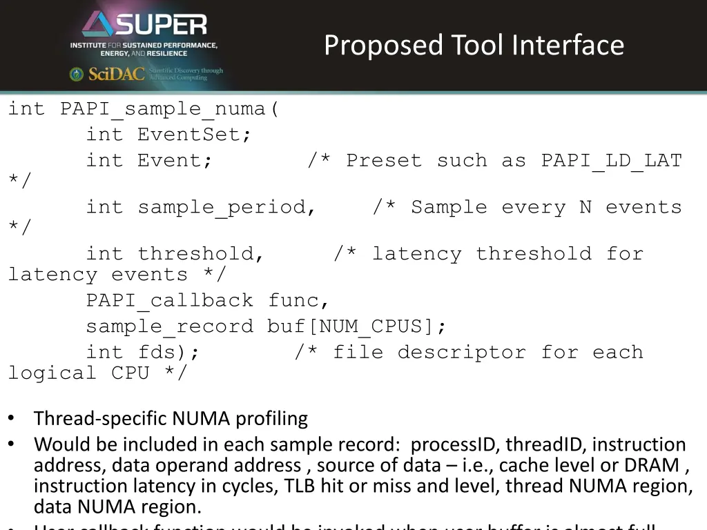 proposed tool interface